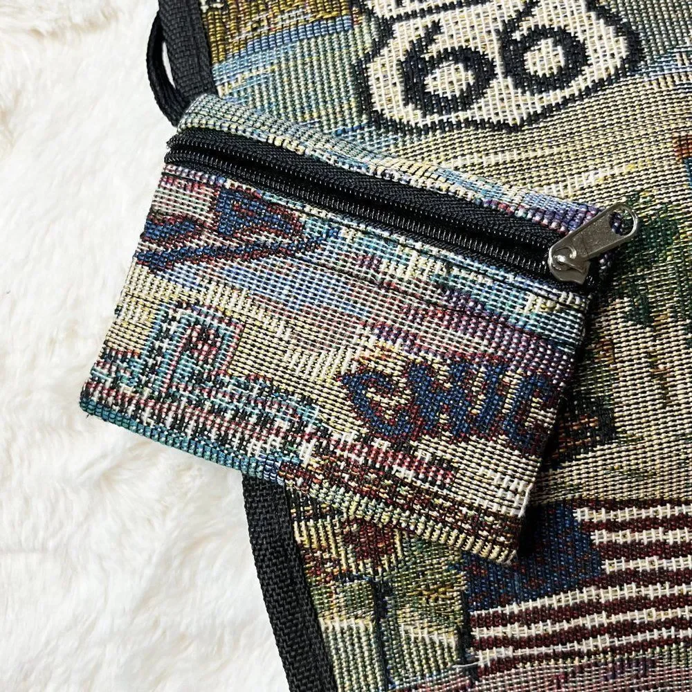 Vintage Pioneer Express Route‎ 66 Tapestry Canvas Tote NWOT